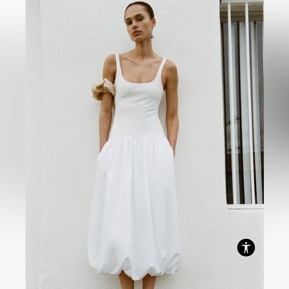ZARA NWT current season balloon mixed midi dress🚨